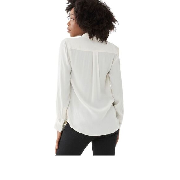 NWT Women Sheer Off White Button Down Long Sleeve Blouse Top Size XXL Office - Picture 6 of 13